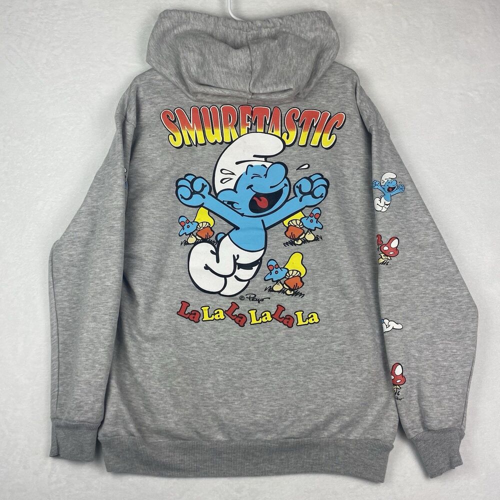 The Smurfs Graphic Print Sweater Adult Extra Large Gray Hoodie Sweatshirt